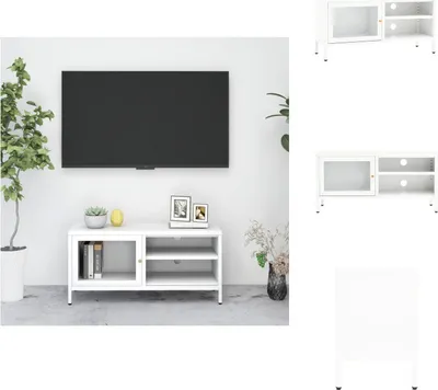 Immagine prodotto di mobile TV vidaXL bianco 90x30x44 cm acciaio e vetro - Mobili TV