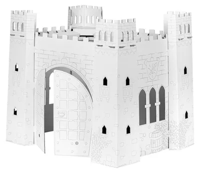 Produktbild von Tektorado Kartonspielzeug – Schloss & Burg – Weiß, 3-lagig, bemalbar | Kreatives Kinder-Bastelset
