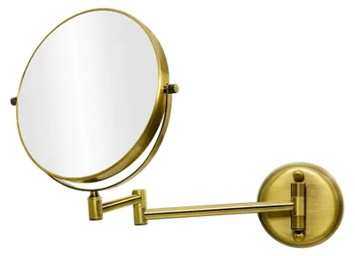Produktbild von Wandmontierter Kosmetikspiegel mit 5-facher Vergrößerung, Messing, Gold, Durchmesser 20 cm