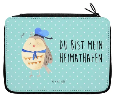 Produktbild von Mr. & Mrs. Panda Bleistiftetui Eule Matrose - Türkis Pastell - Geschenk, Owl, Mäppchen, Etui, Federmappe, Federmäppchen, Freundin, Seefahrer, Verliebt, Schlampermäppchen