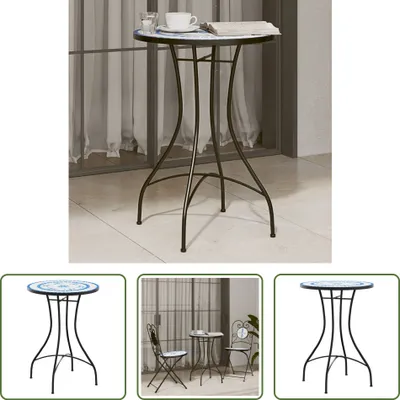 Immagine prodotto di The Living Store Tavolo bistrot Mosaico blu e bianco Ø50x70 cm in ceramica