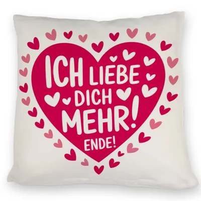 Produktbild von Rosa Herzen Kissen - Ich liebe dich mehr
