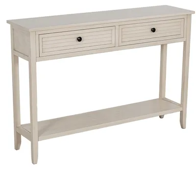 Consoletafel mit 2 Schubladen, Holz, Beige, 110x28x75 cm