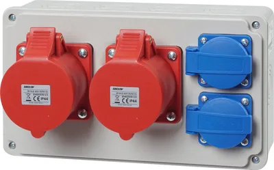 Produktbild von Baustromverteiler Wandverteiler 2x CEE 32A 400V mit 2x 230V Schuko Steckdose Komplett