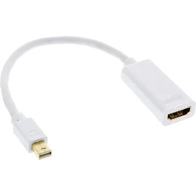 Produktbild von InLine Mini DisplayPort HDMI Adapterkabel mit Audio, 4K/30Hz, 0,15 m, Mini DisplayPort, HDMI, Stecker, Buchse, Gerade