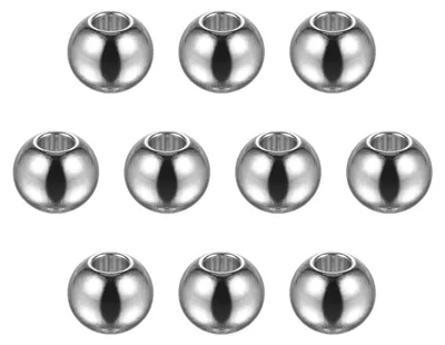 10 Edelstahlkugeln 8 mm, 3 mm Loch, silber, DIY-Bastelperlen