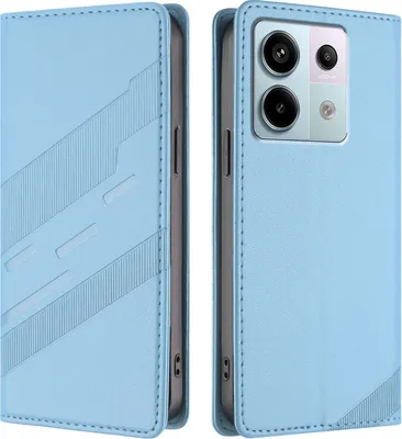 Produktbild von Hülle für Xiaomi Redmi Note 13 Pro 5G/Poco X6, Kunstleder Brieftaschen Handyhülle mit Kartenfach und Standfunktion Hellblau