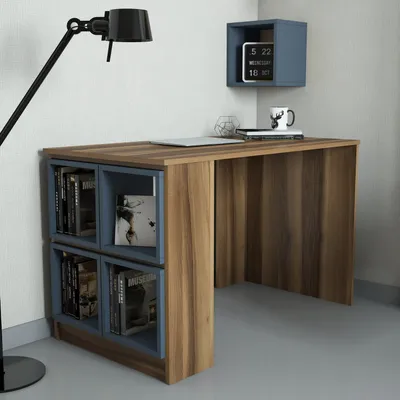 Image de Skye Decor, Box - Walnut, Chalcedony, bureau, noyer, 100 % PANNEAUX DE PARTICULES MÉLAMINÉS, 120 x 65 x 75 cm