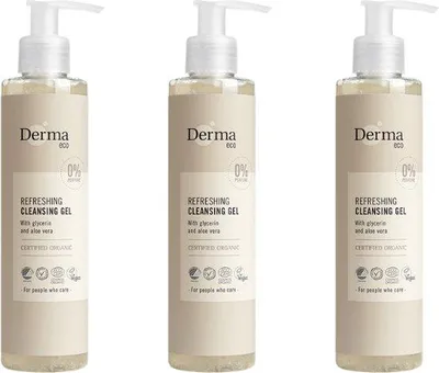 Produktbild von Derma - Eco Reinigungs-Gel - 200ml - 3 x Erfrischendes und sanftes Reinigungs-Gel - Für alle Hauttypen geeignet