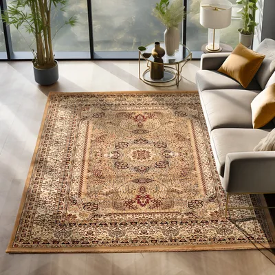 Produktbild von Simpex24 Orientalischer Teppich Wohnzimmer , Schlafzimmer , Esszimmer , Modern Boho Design Teppich , Beige - 1 Größe: 240 x 340 cm