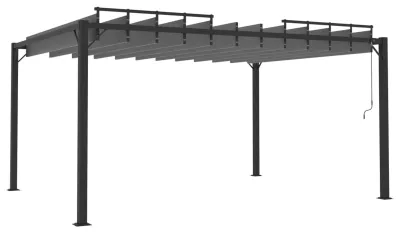 Zdjęcie produktu dla Pergola aluminiowa z markizą łamielową - 3 X 4 M - antracyt - pawilon ogrodowy