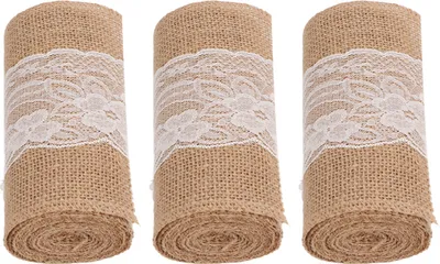 Obrázek produktu pro 3 role jutové krajkové stuhy, elegantní a rustikální, 15 cm x 2,3 m, pro venkovské svatební dekorace, DIY mašle, balení dárků