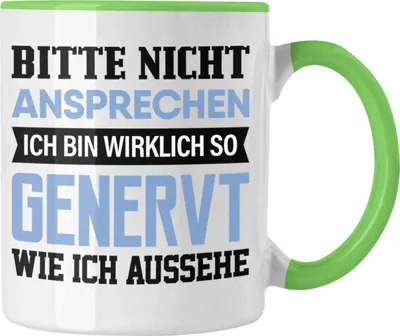 Produktbild von Trendation - Genervt Tasse Geschenk Spruch für Arbeitskollege Schlechte Laune Witzig Fun (Grün)