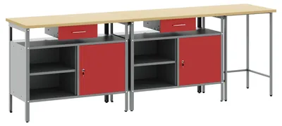 Produktbild von Werkbank-Set 3 pcs Schwarz und Grau Pulverbeschichteter Stahl