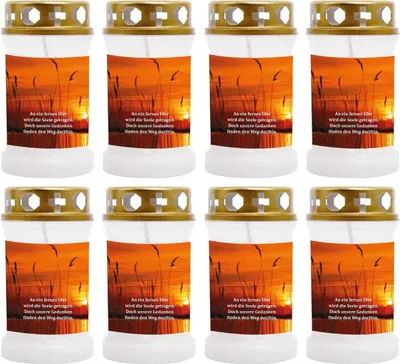 Produktbild von Grabkerze Weiß 8er Pack, Brenndauer: 40 Stunden ( je Kerze ), Motiv: Ufer