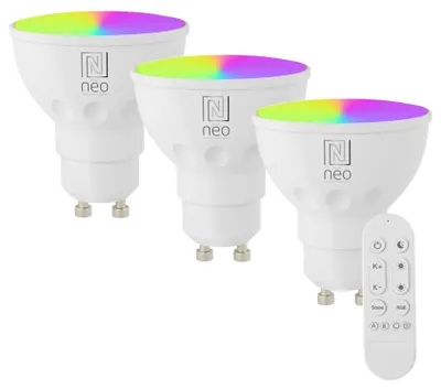 Produktbild von IMMAX NEO LITE SMART 3er-Set LED-Lampen GU10 6W RGB+CCT, dimmbar, Beacon, DO, Wi-Fi, TUYA