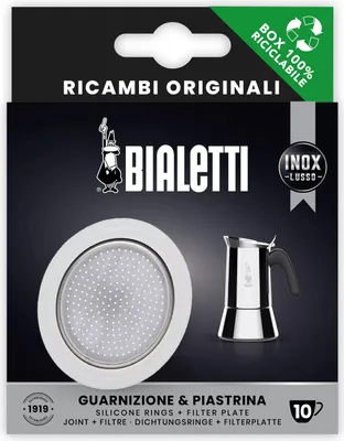 Produktbild von Bialetti sada náhradních dílů 1 silikonové těsnění + 1 filtr 10 šálků pro Venus, Kitty, Musa, 2 kusy (1 sada)