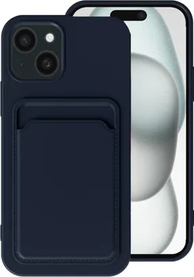 Produktbild von Smartphonica Handyhülle Passend für iPhone 15 mit Kartenhalter - TPU-Rückseite mit Kartenfach - Dunkelblau