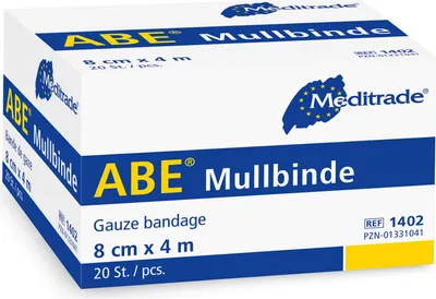 Produktbild von Meditrade - ABE® Mullbinde - Fixierbinde -  4cm x 4m - 20 Stück