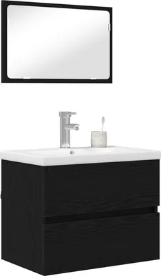 Immagine prodotto di Set di mobili per il bagno 3 pcs Rovere Nero Legno multistrato