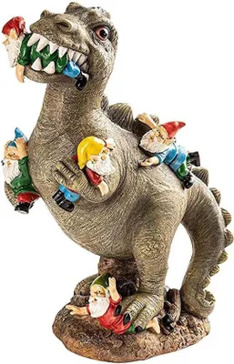 Image de Petite sculpture en résine représentant un dinosaure rigolo pour le jardin