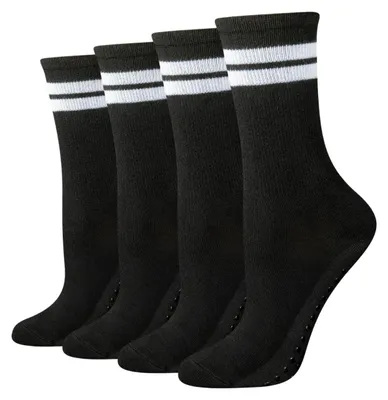 Produktbild von A. Essentials Damen Rutschfeste Pilates-Socken mit Noppen, 4 Paar, Schwarz, 38.5