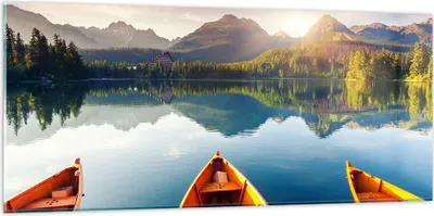 Produktbild von Bilder auf glas - See Natur - 120x50cm - Glasbilder - Wandbilder - Bilder - Kunstdruck - zum Aufhängen bereit - Wanddekoration aus Glas - Glas Bilder - Wandbild auf Glas - Einteilig - GAB120x50-3579