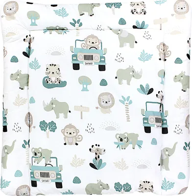 Produktbild von TupTam Baby Wickeltischauflage mit Baumwollbezug Gemustert, Farbe: Zoo Grün, Größe: 70 x 60 cm