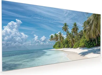 Produktbild von Küchenrückwand Spritzschutz Glas mit Motiv Tropischer Strand 40 x 40 cm