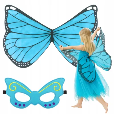 Produktbild von Hopki Schmetterlingsflügel Fee Elf Umhang Maske Kostüm Blau
