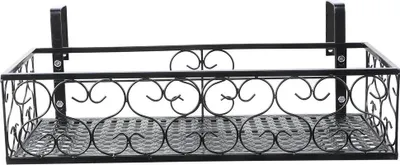 Produktbild von Balkon Pflanzhalter - Hängender Blumentopfhalter für Geländer - Eisen - Für Blumentöpfe - Ablage oder Regal - Balkonaußenbereich - Schwarz