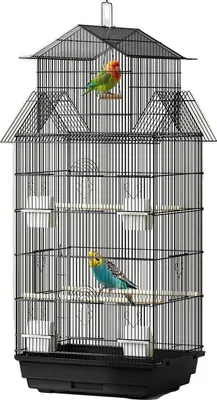 Image de Cage pour oiseaux, acier inoxydable, 50,5 x 41 x 104 cm, y compris distributeur de nourriture, 50,5x41x104 cm