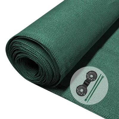 Image de Filet brise-vue HDPE - 1 x 10 m - Vert - 85 % d'ombrage - Pour jardin et balcon