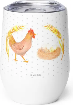Produktbild von Mr. & Mrs. Panda Thermobecher Huhn Stolz - Weiß - Geschenk, Motivation, Hühner, Geburt, Bauernhof, Edelstahlbecher, Spruch, Thermo Becher, Hahn, kaffee tasse, glühwein