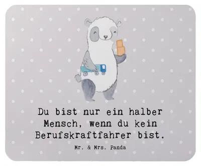 Produktbild von Mr. & Mrs. Panda Mauspad Berufskraftfahrer Herz - Grau Pastell - Geschenk, pc, laptop mousepad, Mouse Pad, computer