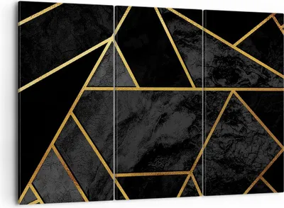 Produktbild von Bild auf Leinwand - Leinwandbild - 3 Teile - Abstraktion Gold Schwarz - 105x70cm - Wand Bild - Wanddeko - Wandbilder - Leinwanddruck - Bilder - Wanddekoration - Leinwand bilder - CE105x70-4358