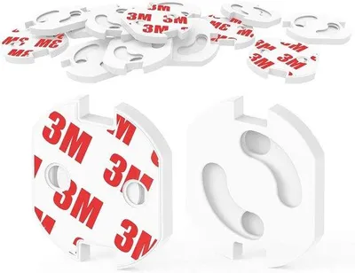 Image de 10 protections de sécurité pour prises électriques - Protections pour prises - Anti-électrocution - Sécurité pour enfants - Avec mécanisme de rotation - Blanc - 3,7 x 3,3 cm