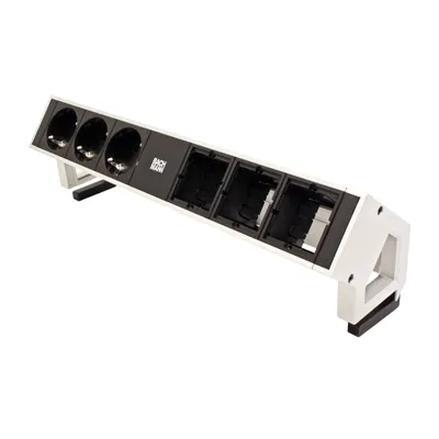 Obrázek produktu pro Bachmann DESK 2, 0,2 m, Hliník, Černá, Bílá, 3 AC zásuvky / AC zásuvek, 324 mm