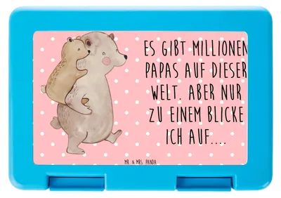 Produktbild von Mr. & Mrs. Panda Frühstücksdose Papa Bär - Rot Pastell - Geschenk, Frühstücksbox, Vater, Bento Box, Vatertag, Brotbehälter, Muttertag, Bentobox, Frischhaltedose, Snackbox