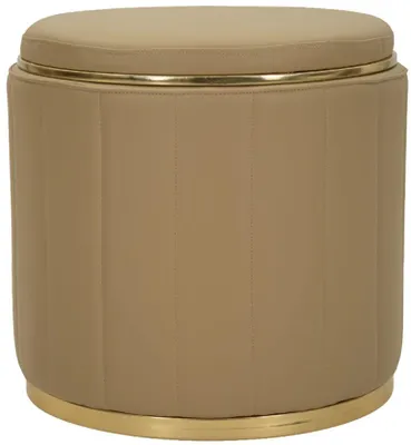 Produktbild von Mauro Ferretti Pouf London mit Stauraum Braun Gold Ø 46.5x44 cm