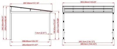 Zdjęcie produktu dla Sojag St Barthelemy metalowa osłona patio Osłona patio Markiza Pawilon 10,77 m²