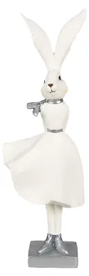 Immagine prodotto di Clayre & Eef Figurina Coniglio 37 cm Bianco Argento in Poliresina