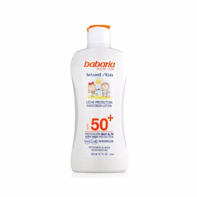 Obrázok produktu pre Babaria 31925, Opaľovacie mlieko, Fľaša, Univerzálna pleť, 200 ml, Deti, Aqua (Water), Octocrylene, Dibutyl Adipate, Ethylhexyl Salicylate, Butyl Methoxydibenzoylmethane,...