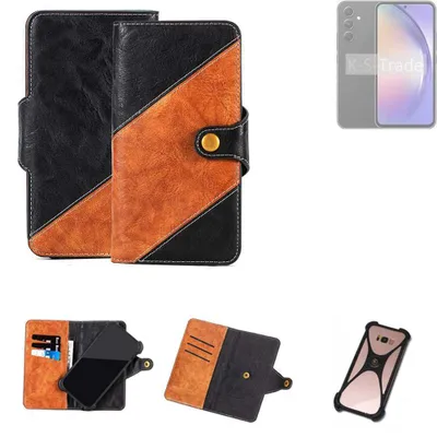 Produktbild von K-S-Trade Handyhülle Schutzhülle Bookstyle Case Wallet-Case kompatibel mit Samsung Galaxy A54 5G Handy Cover Bumper Klapphülle schwarz hellbraun 1x
