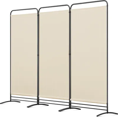 Zdjęcie produktu dla Angel Living 3-częściowy składany parawan 243 x 180 cm tkanina ścianka działowa ścianka działowa ścianka działowa balkon składany parawan beżowy