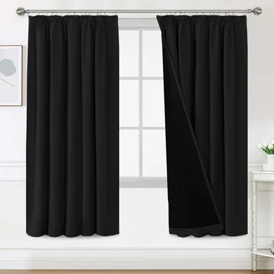Verdunkelungsvorhänge 2er-Set 140x225 cm schwarz Polyester