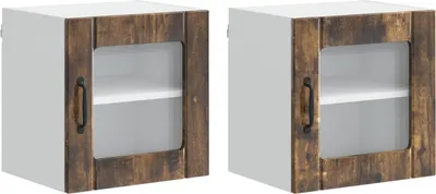 Productafbeelding van vidaXL Wandkast LUCCA, 2 stuks, gerookt eikenfineer