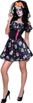 Produktbild von Mrs Day of the Dead Horror Halloween Karneval Fasching Kostüm 36/38