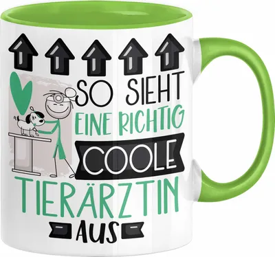 Produktbild von Tierärztin Geschenk Tasse Lustig Geschenkidee für Tierärztin Geburtstag So Sieht Eine Richtig Coole Tierärztin Aus Frauen Spruch (Grün)
