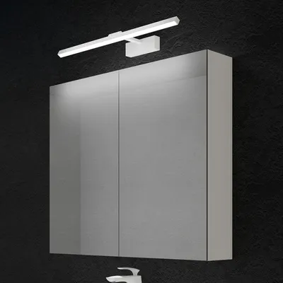 Produktbild von doporro Spiegelschrank Wandschrank in matt weiß 80x70 cm Hängeschrank Aufbewahrungsschrank mit LED Spiegelbeleuchtung 60cm (Sandweiß)